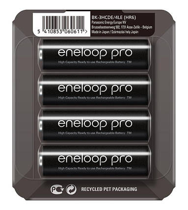 4 * Акумулятор AA/R6 1.2V Ni-Mn "Panasonic Eneloop PRO BK-3HCDE 2500 mAh" (blister), фото 2