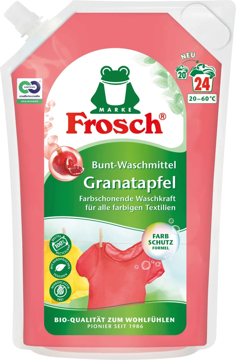 Гель для прання кольорової білизни Frosch Colorwaschmittel Granatapfel, 1,8 L