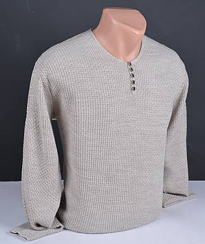 Чоловічий тонкий пуловер великого розміру | Чоловічий светр Vip Stendo бежевий Туреччина 3081 Б
