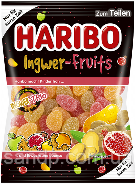 Желейні цукерки Жувальні цукерки Фрукт-імбир Haribo Ingwer-Fruits 175 g.