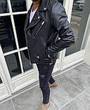 Чоловіча шкіряна куртка чорна шкіра на блискавці весна осінь косуха Туреччина преміум'якості, фото 6