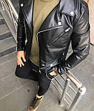 Чоловіча шкіряна куртка чорна шкіра на блискавці весна осінь косуха Туреччина преміум'якості, фото 8