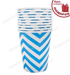 Одноразові стакани "Зігзаг", 10 шт, 250 мл., колір - блакитний з білим