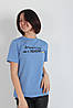 Футболка для дівчинки (116-164 зріст) бавовна з наклейкою "Доброго вечора ми з України" голубий, фото 2
