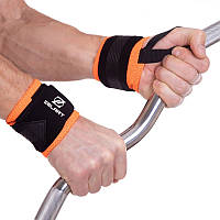 Бинти кистьові для жиму STRENGTH WRIST WRAPS Zelart  2шт чорний-помаранчевий