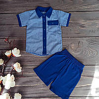 Летний набор для мальчика рубашка и шорты на годик 98 98 см нарядный костюм комплект
