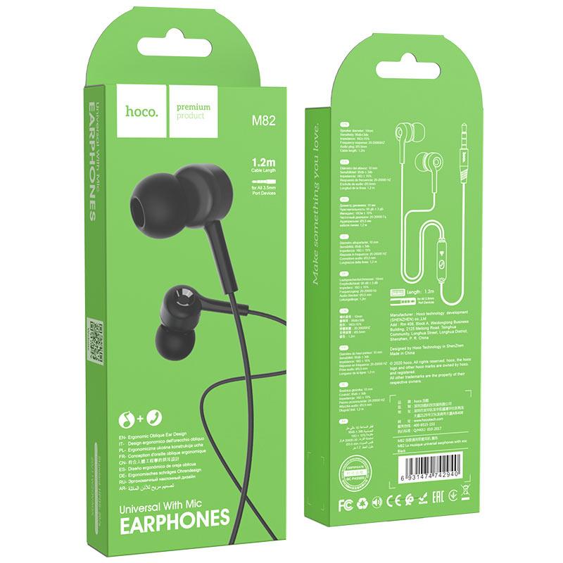 Навушники провідні з мікрофоном Hoco M82 La musique universal 3.5mm Black
