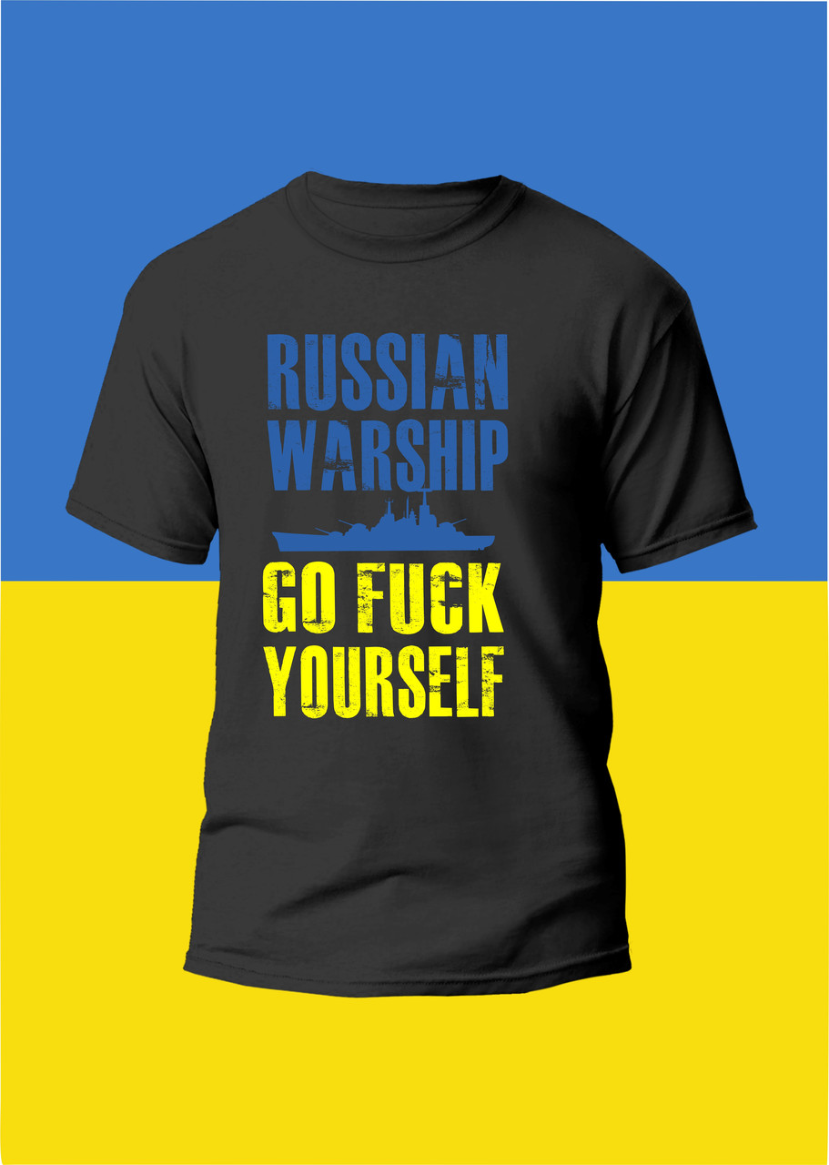 Футболка чоловіча з принтом russian warship go f yourself, фото 1