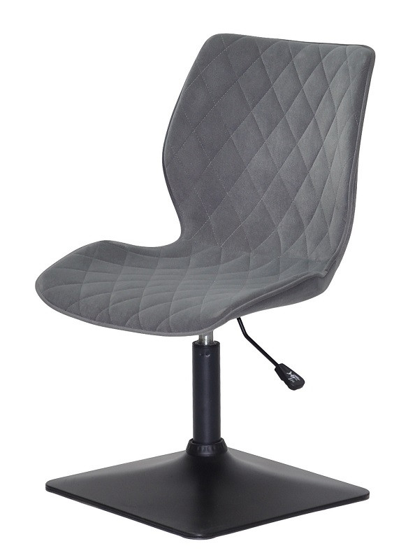 Стілець Toni 4BK-Base сірий 1004 велюр на чорній квадратній опорі з регулюванням висоти сидіння, фото 1