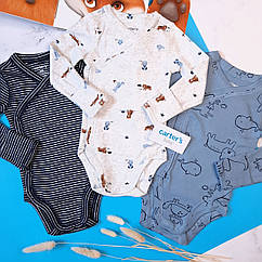 Боді для хлопчика від народження до 6 місяців бавовна 69-81см довгий рукав картерс ціна за 1шт