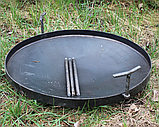 Сковорода з диска борони 50 см з кришкою сковорода садж для вогнища дискова сковорода диск для смаження, фото 7