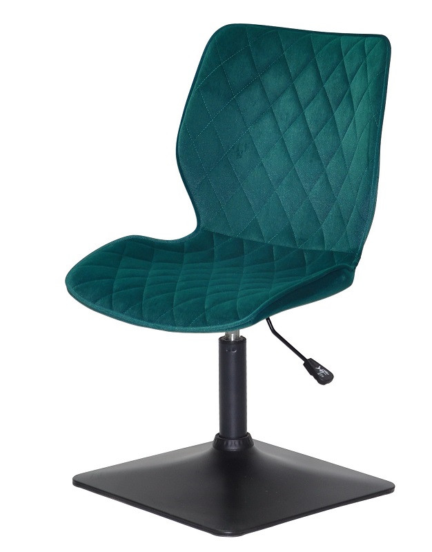 Стілець Toni 4BK-Base зелений 1003 велюр на чорній квадратній опорі з регулюванням висоти сидіння, фото 1