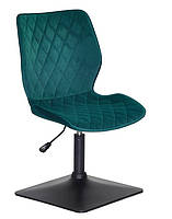 Стілець Toni 4BK-Base зелений 1003 велюр на чорній квадратній опорі з регулюванням висоти сидіння, фото 2