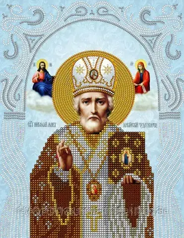 Схема на тканині для вишивання бісером Святий Микола Чудотворець. А-рядок