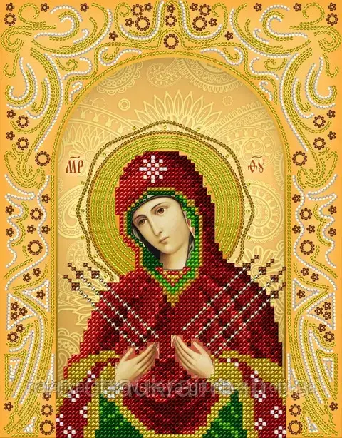 Схема на тканині для вишивання бісером Семистрельная Пресвята Богородиця. А-рядок