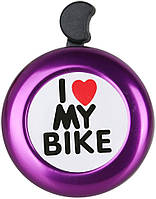 Звонок DN BL-005 I love my bike, фиолетовый (BL-005-volet)