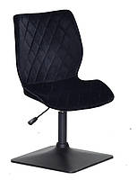 Стілець Toni 4BK-Base чорний 1011 велюр на чорній квадратній опорі з регулюванням висоти сидіння, фото 2