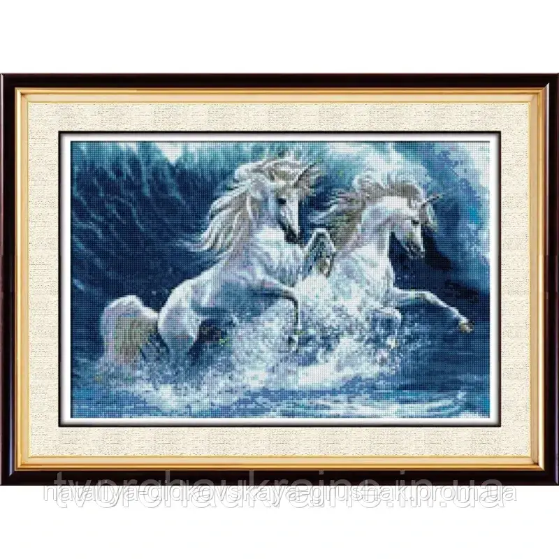 Пара єдинорогів. Dream Art. Набір алмазної живопису (квадратні, повна) (D4402)