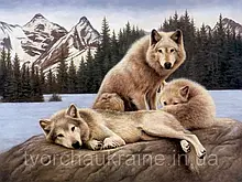 АЛМАЗНА ВИШИВКА (НАБІР) - "Вовки на відпочинку"