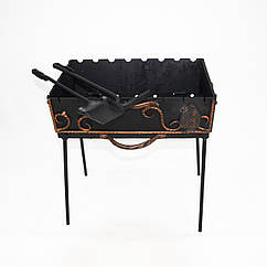 Мангал кований розкладний валіза (чохол, кочерга і совок), на 8 шампурів