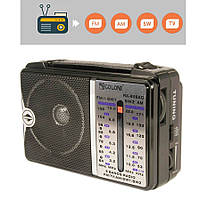 Портативный радиоприемник фм "Golon RX-606AC" Черно-серебристый, мини радио на батарейках/от сети (NT)