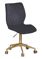 Стілець Toni GD-Modern Office чорний 1011 велюр на золотій хромованій хрестовині з коліщатками, фото 2