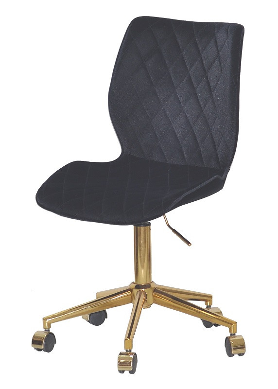 Стілець Toni GD-Modern Office чорний 1011 велюр на золотій хромованій хрестовині з коліщатками, фото 1