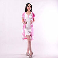 Комплект жіночий домашній, нічна сорочка і халат 18029 Fashion Patterns котон Молочно-малиновий