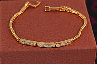 Браслет Xuping Jewelry три звена из семи камней 17 см 3 мм золотистый