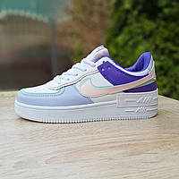 Женские кроссовки сиреневые с белым Nike Air Force 1 Shadow Обувь для девушек весна лето Найк Аир Форс 1 Шедоу