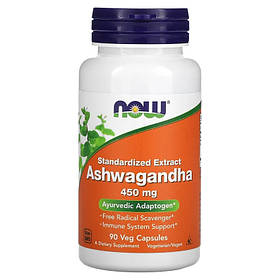 Ашвагандха, Ashwagandha, Now Foods, 450 мг (90 капсул)