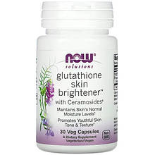 Освітлювальний засіб для шкіри NOW Foods, Solutions "Glutathione Skin Brightener" з глутатіоном (30 капсул)