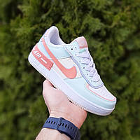 Nike Air Force 1 Shadow Женские кроссовки бирюзовые с белым Обувь для девушек весна лето Найк Аир Форс 1 Шедоу