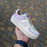 Nike Air Force 1 Shadow Женские кроссовки бежевые с сиреневым Обувь для девушек весна Найк Аир Форс 1 Шедоу