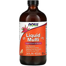 Рідкі мультивітаміни та мінерали NOW Foods "Liquid Multi" зі смаком тропічного апельсина (473 мл)
