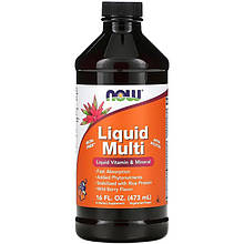 Рідкі мультивітаміни та мінерали NOW Foods "Liquid Multi" зі смаком диких ягід (473 мл)