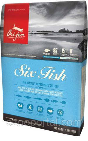 Orijen 6 Fish (Оріджен 6 риб) Cat Kitten Сухий корм для кошенят, котів і кішок з рибою 5,4 кг