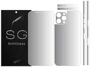 Бронеплівка для Apple iPhone 12 Pro Max комплект: для передньої і задньої панелі зносостійка поліуретанова SoftGlass