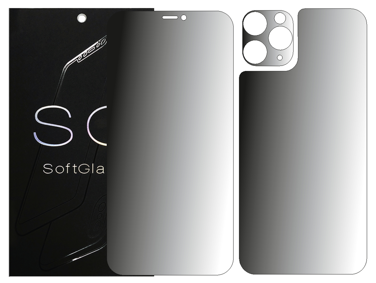 Бронеплівка для Apple iPhone 11 Pro комплект: для передньої і задньої панелі зносостійка поліуретанова SoftGlass, фото 1