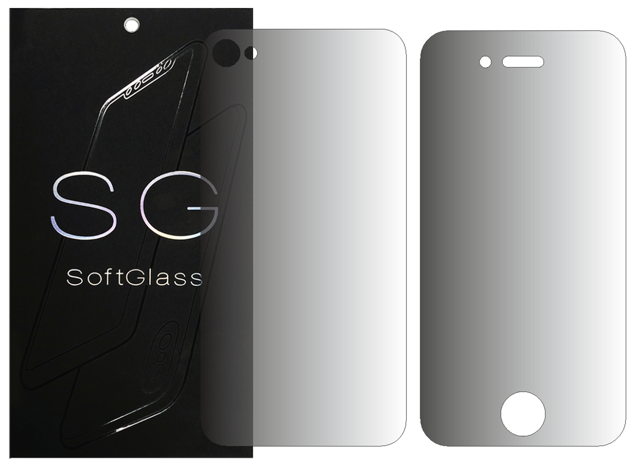 Бронеплівка для Apple iPhone 4 комплект: для передньої і задньої панелі зносостійка поліуретанова SoftGlass, фото 1