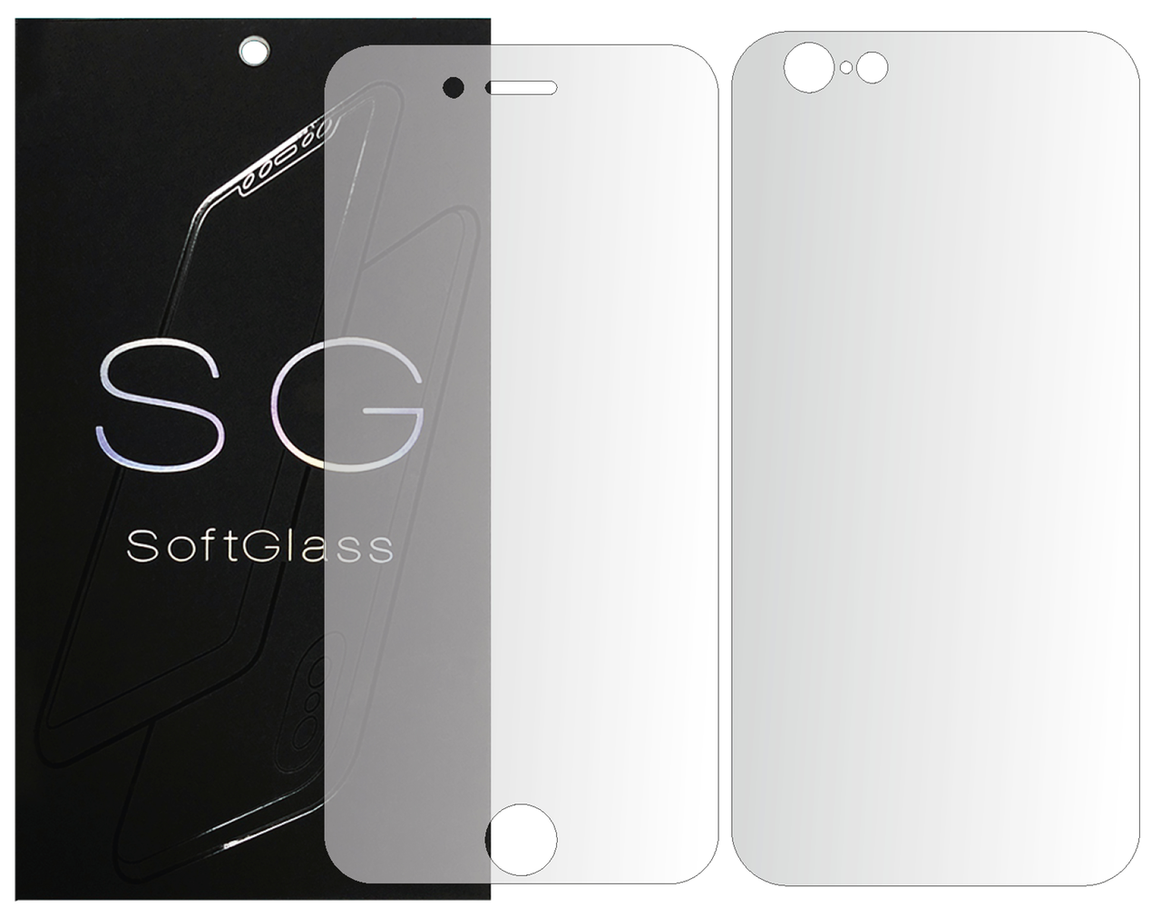Бронеплівка для Apple iPhone 6 plus комплект: для передньої і задньої панелі зносостійка поліуретанова SoftGlass, фото 1