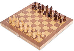 Набір шахи, шашки, нарди 3 в 1, дерев'яні, дошка 30x30 см (W3015)