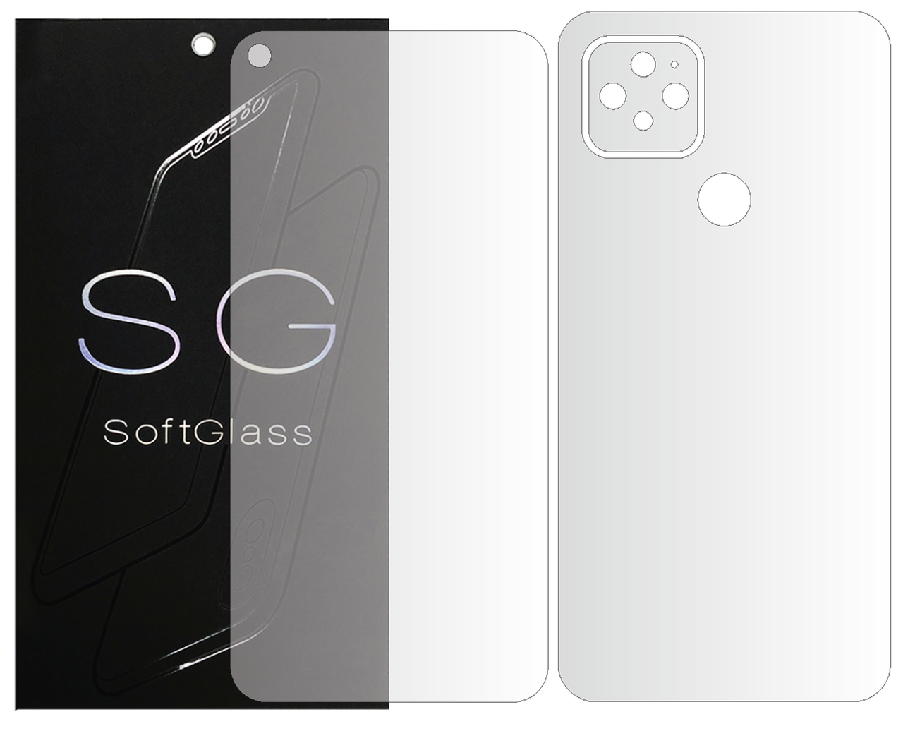 Бронеплівка для Google Pixel 5 комплект: для передньої і задньої панелі зносостійка поліуретанова SoftGlass, фото 1