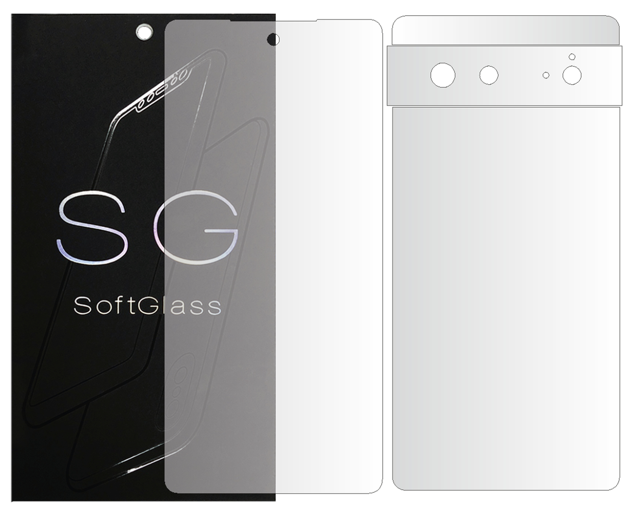 Бронеплівка для Google Pixel 6 комплект: для передньої і задньої панелі зносостійка поліуретанова SoftGlass, фото 1