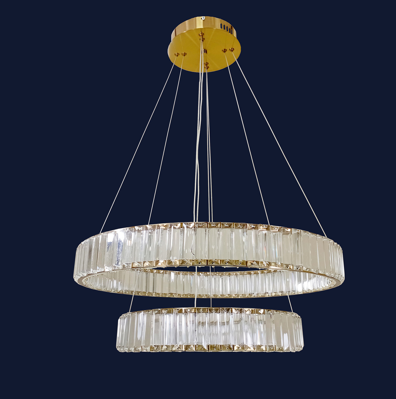 Кришталева світлодіодна люстра 918VP115 BRZ (600+400), фото 1