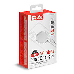 Пристрій зарядний бездротовий СolorWay MagSafe Charger 15W for iPhone біле (CW-CHW27Q-WT) (код 129006)