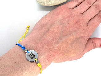 Браслет Герб України на жовто-блакитному шнурку, вертикально