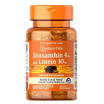 Puritan's Pride Zeaxanthin 4mg with Lutein 10mg 60 рідких капсул