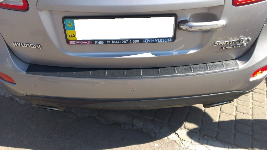 Hyundai Santa Fe (2010-2012) - накладка на задний бампер - фото 8 - id-p580216022