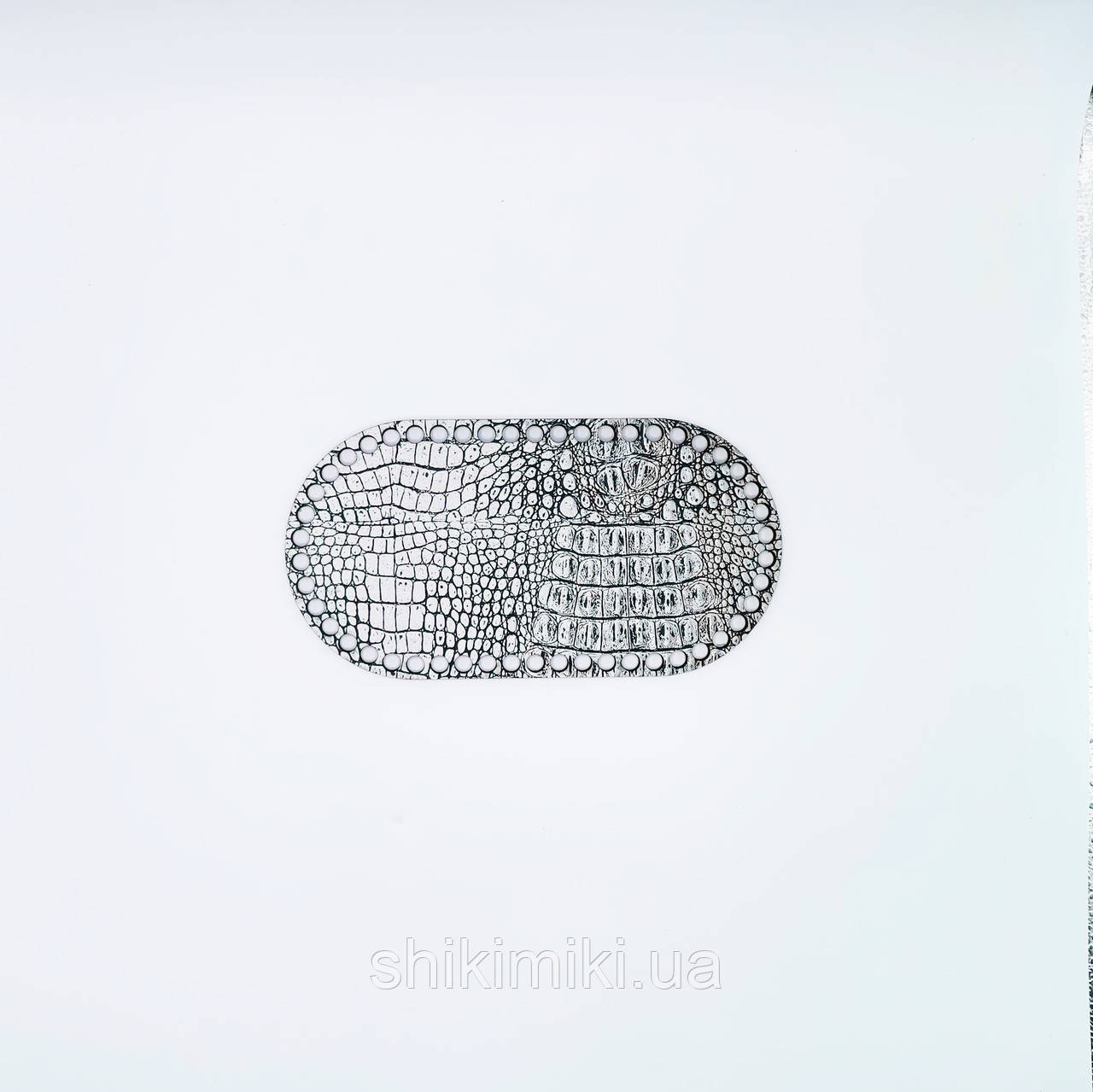 Дно сумки овальне фанера + еко-шкіра, 23*12, колір Crocodile Silver